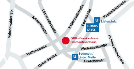 Anfahrtsskizze DRK-Krankenhaus Clementinenhaus Hannover